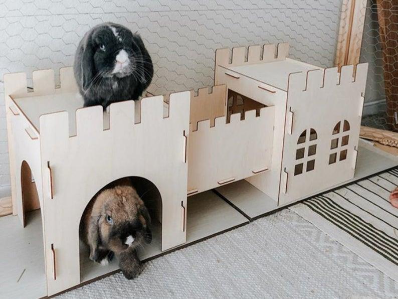 Wooden Castle Hide & Play House For Rabbits And Guinea Pigs