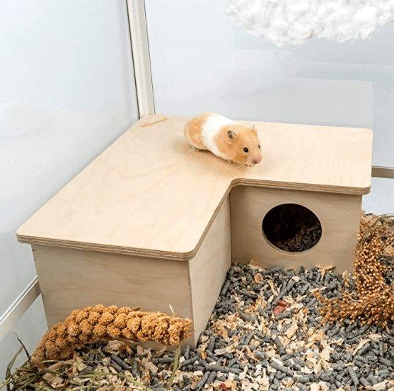 Multi-Chamber Wooden Hide House For Hamsters And Small Animals