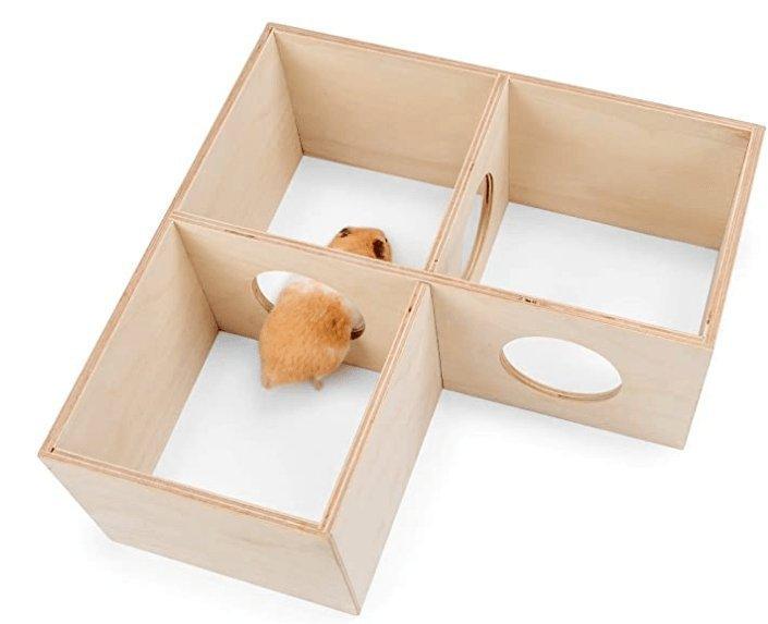 Multi-Chamber Wooden Hide House For Hamsters And Small Animals